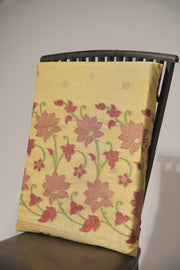 Pastel Petals Yellow Shimmer Jamdani Unstitched Suit Set